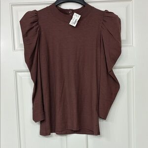 Nation LTD Zeta Snap Back Puff Sleeve Blouse Size M $110